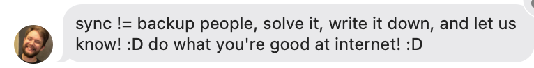 Adam reminding us that sync is not backup in an iMessage comment